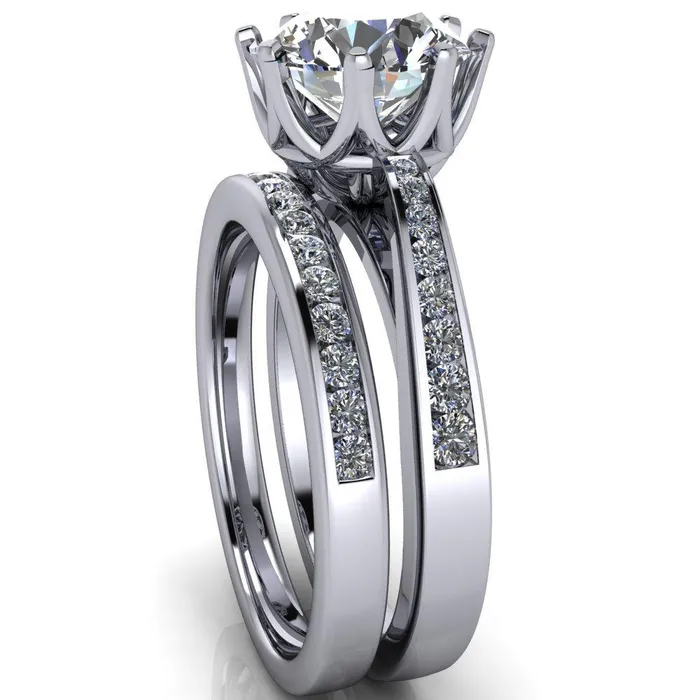Fire Brilliance Rings Tiana Round Center Stone 6Prong Crown Design Setting Ring
