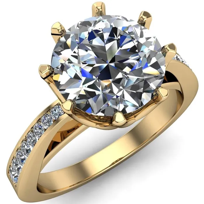 Fire Brilliance Rings Tiana Round Center Stone 6Prong Crown Design Setting Ring