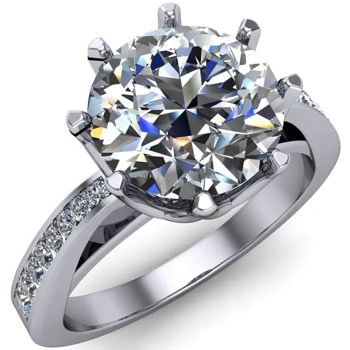 Fire Brilliance Rings Tiana Round Center Stone 6Prong Crown Design Setting Ring