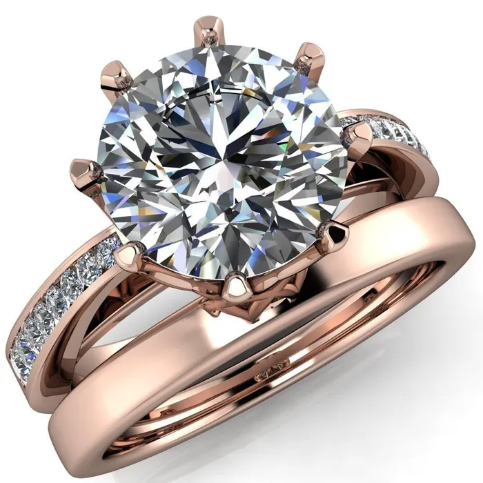 Fire Brilliance Rings Tiana Round Center Stone 6Prong Crown Design Setting Ring