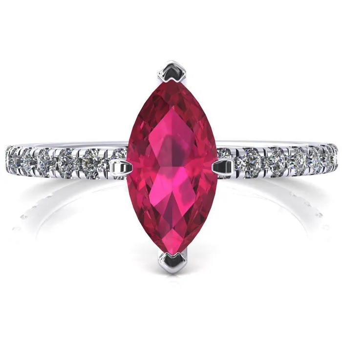 Fire Brilliance Sicili Marquise Ruby 6 Prong 34 Micro Pave Diamond Engagement Ring Rings Fire Brilliance Sicili Marquise Ruby 6 Prong 34 Micro Pave Diamond Engagement Ring Rings