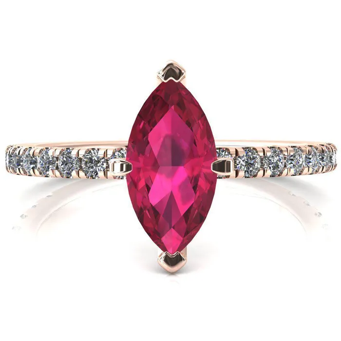 Fire Brilliance Sicili Marquise Ruby 6 Prong 34 Micro Pave Diamond Engagement Ring Rings