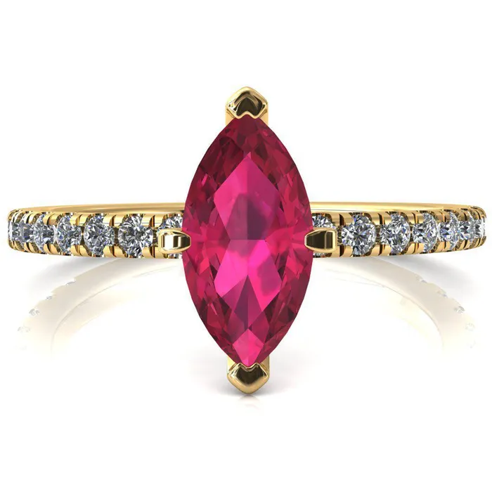 Fire Brilliance Sicili Marquise Ruby 6 Prong 34 Micro Pave Diamond Engagement Ring Rings