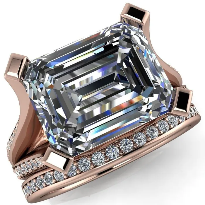 Fire Brilliance Zenath Emerald Center Stone 4 Prong Diamond Channel Split Shank Cathedral Ring Rings Fire Brilliance Zenath Emerald Center Stone 4 Prong Diamond Channel Split Shank Cathedral Ring Rings