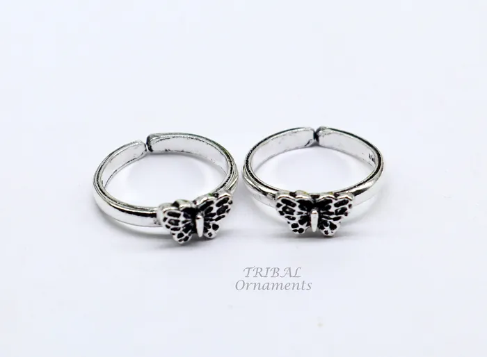 Floral design vintage style handmade 925 sterling silver adjustable toe ring band for brides or girls best personalized jewelry ytr77 TRIBALORNAMENT Rings