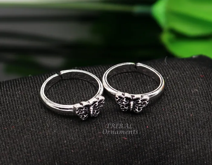 Floral design vintage style handmade 925 sterling silver adjustable toe ring band for brides or girls best personalized jewelry ytr77 TRIBALORNAMENT Rings
