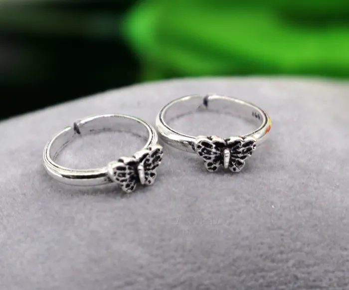 Floral design vintage style handmade 925 sterling silver adjustable toe ring band for brides or girls best personalized jewelry ytr77 TRIBALORNAMENT Rings