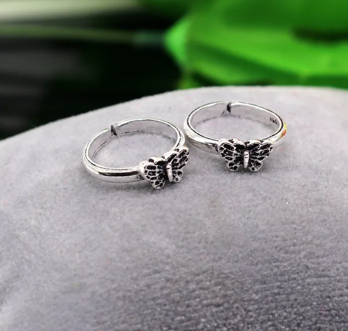 Floral design vintage style handmade 925 sterling silver adjustable toe ring band for brides or girls best personalized jewelry ytr77 TRIBALORNAMENT Rings