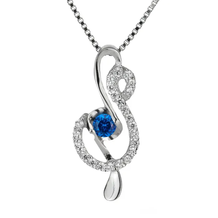 GClef Silver Necklace With Color Zirconia QIANXIANGHUI Store Necklaces
