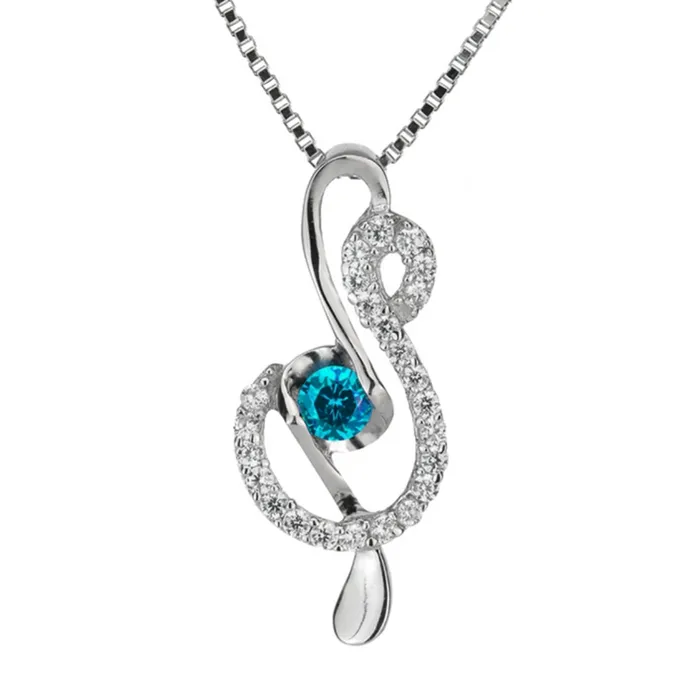 GClef Silver Necklace With Color Zirconia QIANXIANGHUI Store Necklaces