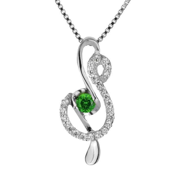 GClef Silver Necklace With Color Zirconia QIANXIANGHUI Store Necklaces