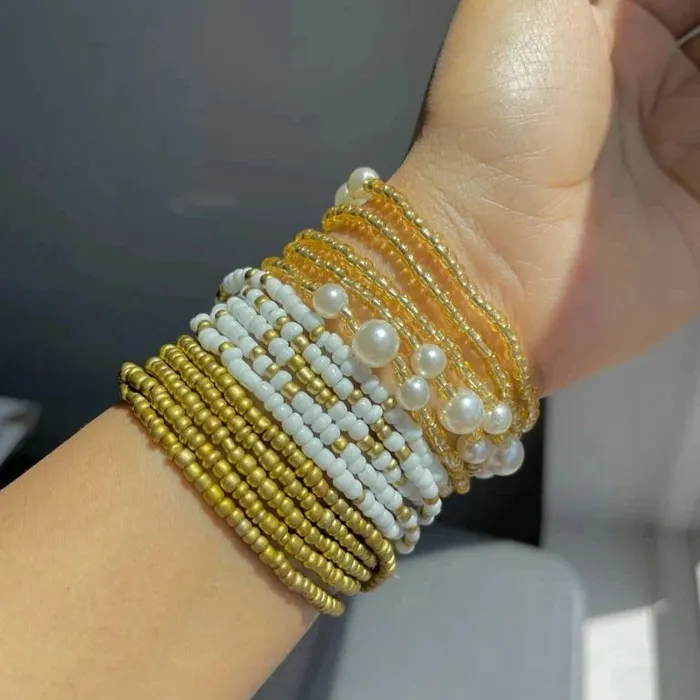Gold Slimming Elastic Waist Beads African Waist Beads Jewelvers PreStyled Sets