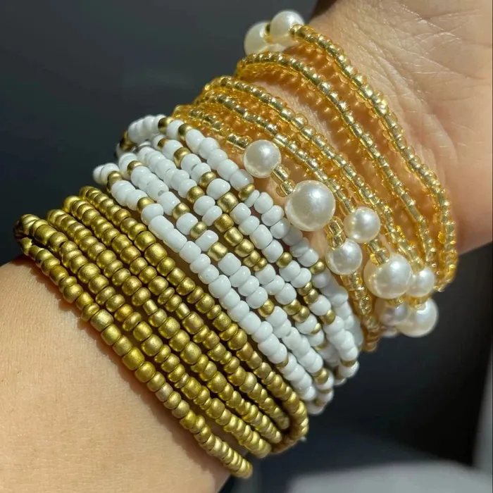 Gold Slimming Elastic Waist Beads African Waist Beads Jewelvers PreStyled Sets
