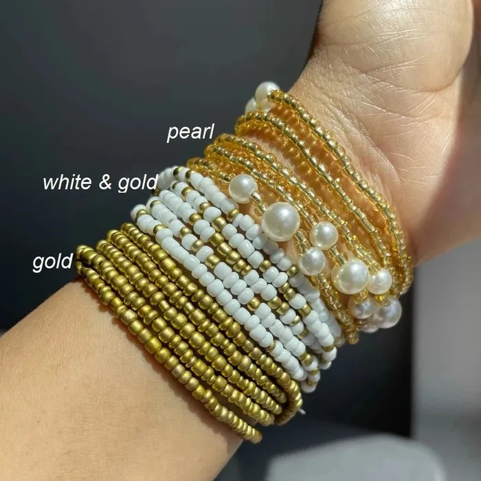 Gold Slimming Elastic Waist Beads African Waist Beads Jewelvers PreStyled Sets