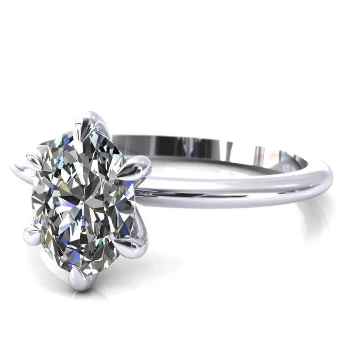 Gracey Oval Center Stone 6Claw Prong Engagement Ring Fire Brilliance Rings