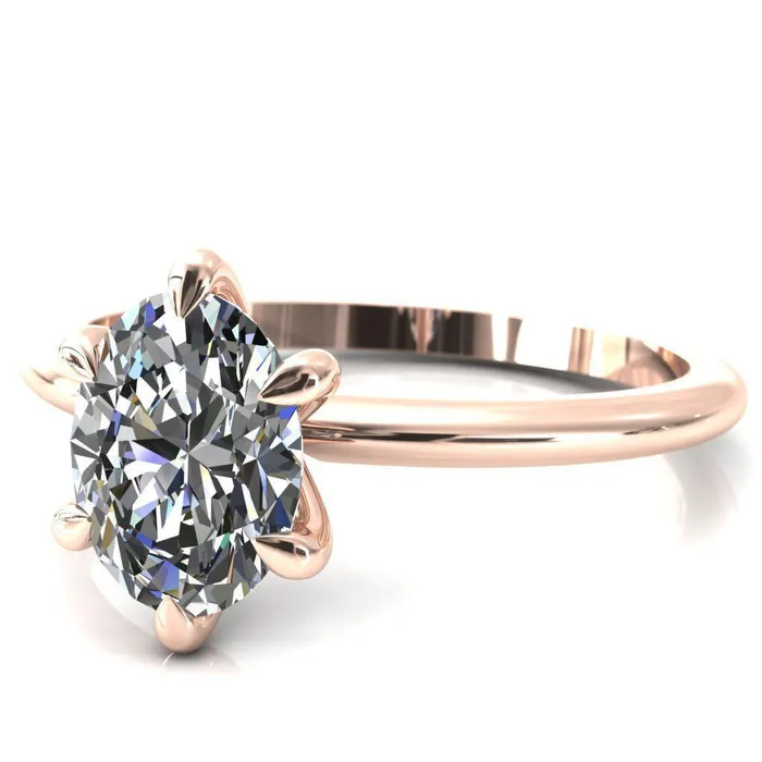 Gracey Oval Center Stone 6Claw Prong Engagement Ring Fire Brilliance Rings