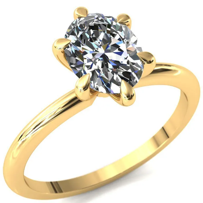 Gracey Oval Center Stone 6Claw Prong Engagement Ring Fire Brilliance Rings