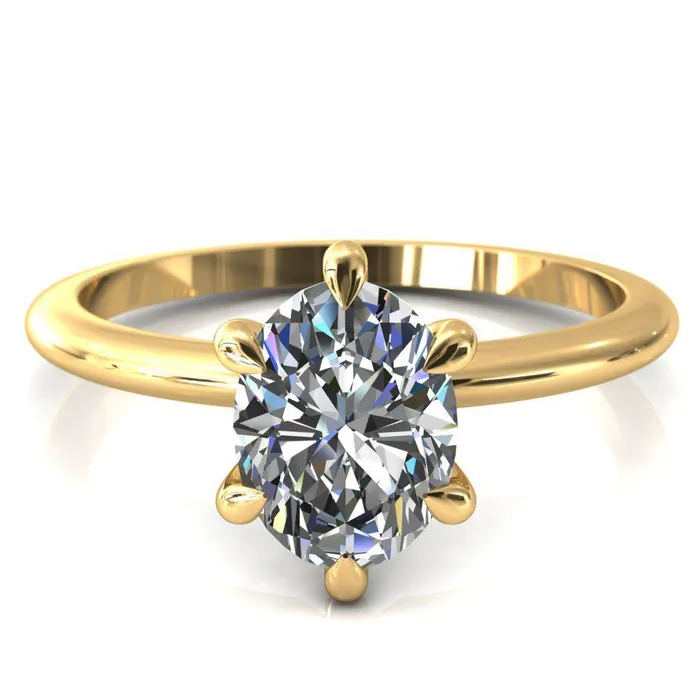 Gracey Oval Center Stone 6Claw Prong Engagement Ring Fire Brilliance Rings