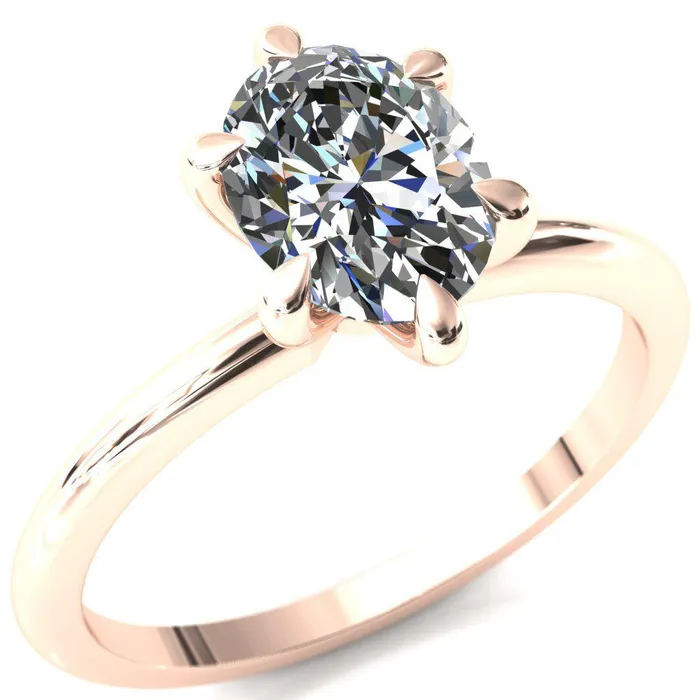 Gracey Oval Center Stone 6Claw Prong Engagement Ring Fire Brilliance Rings
