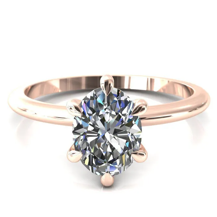 Gracey Oval Center Stone 6Claw Prong Engagement Ring Fire Brilliance Rings
