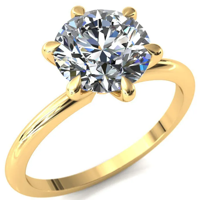 Gracey Round Center Stone 6Claw Prong Engagement Ring Fire Brilliance Rings Gracey Round Center Stone 6Claw Prong Engagement Ring Fire Brilliance Rings