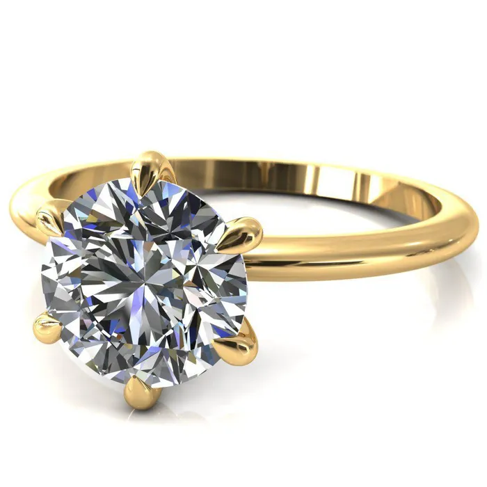 Gracey Round Center Stone 6Claw Prong Engagement Ring Fire Brilliance Rings