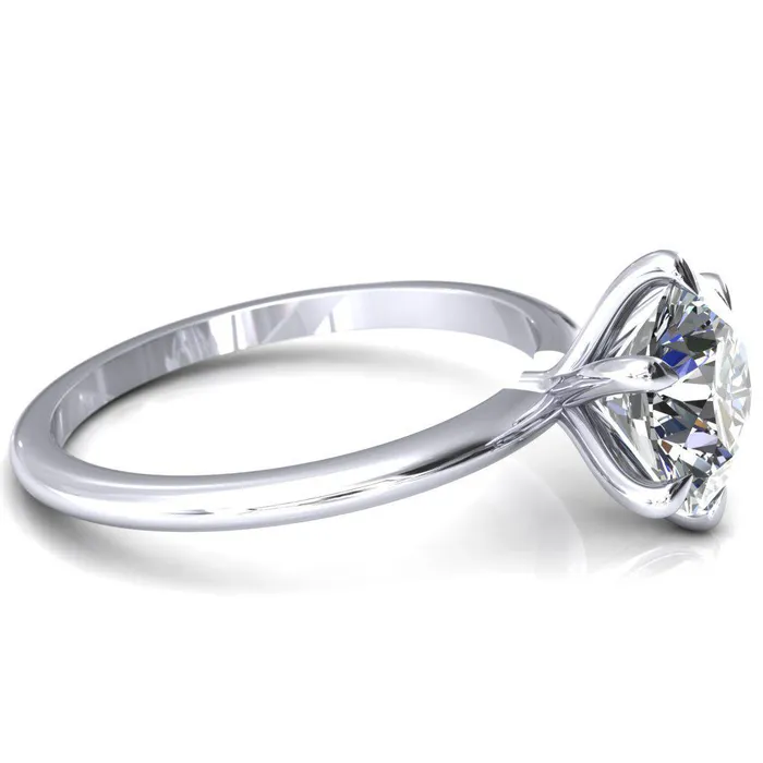 Gracey Round Center Stone 6Claw Prong Engagement Ring Fire Brilliance Rings