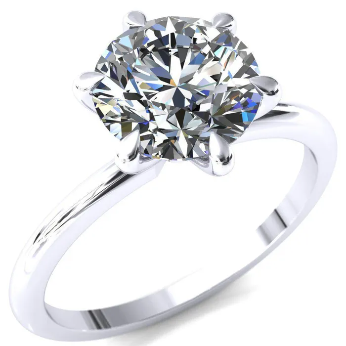 Gracey Round Center Stone 6Claw Prong Engagement Ring Fire Brilliance Rings