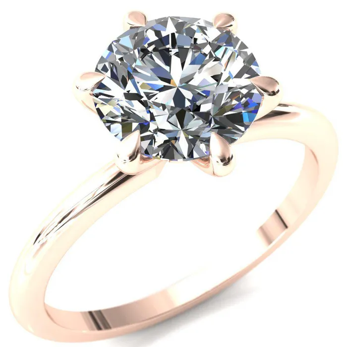 Gracey Round Center Stone 6Claw Prong Engagement Ring Fire Brilliance Rings