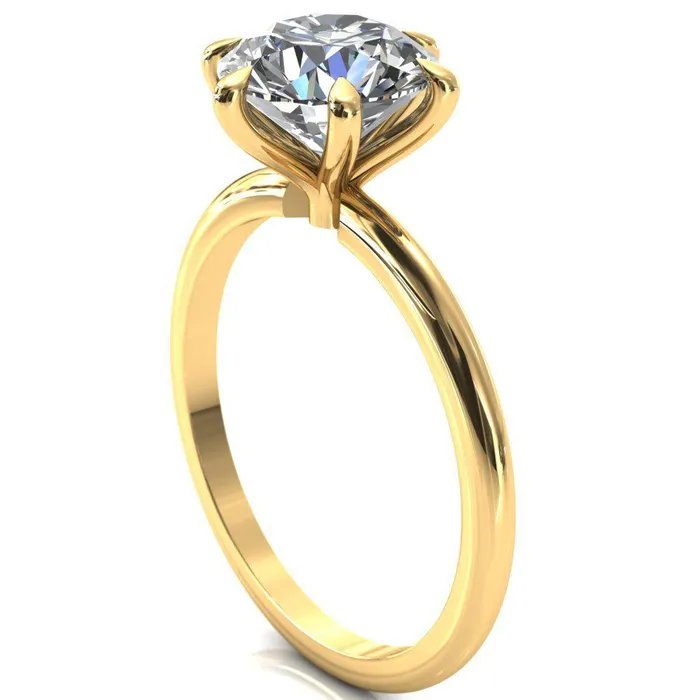 Gracey Round Center Stone 6Claw Prong Engagement Ring Fire Brilliance Rings