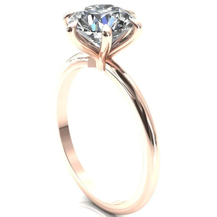 Gracey Round Center Stone 6Claw Prong Engagement Ring Fire Brilliance Rings