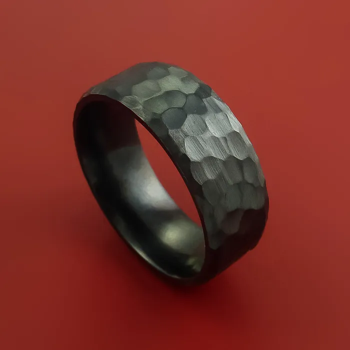 Hammered Black Zirconium Ring Custom Made Band Lashbrook Rings