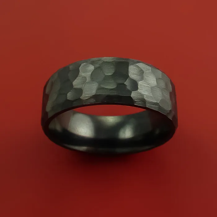 Hammered Black Zirconium Ring Custom Made Band Lashbrook Rings Hammered Black Zirconium Ring Custom Made Band Lashbrook Rings