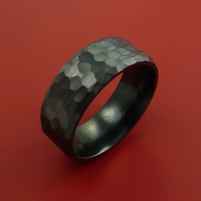 Hammered Black Zirconium Ring Custom Made Band Lashbrook Rings Hammered Black Zirconium Ring Custom Made Band Lashbrook Rings