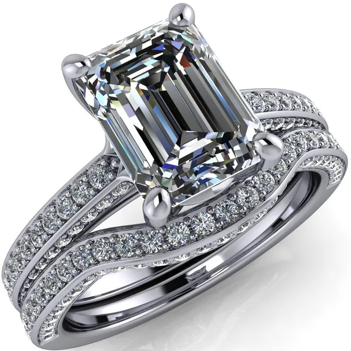 Harmon Emerald Center Stone 4 Prong Diamond Shank Engagement Ring Fire Brilliance Rings Harmon Emerald Center Stone 4 Prong Diamond Shank Engagement Ring Fire Brilliance Rings
