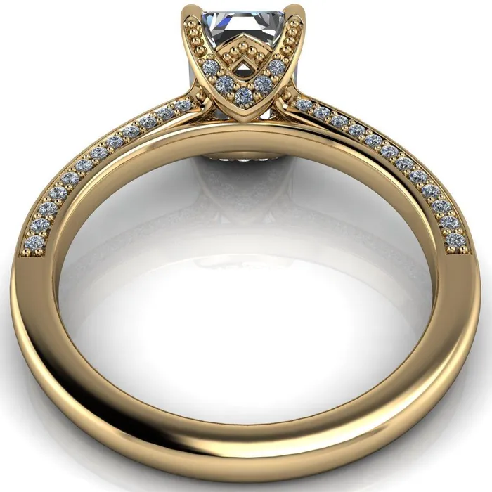 Harmon Emerald Center Stone 4 Prong Diamond Shank Engagement Ring Fire Brilliance Rings