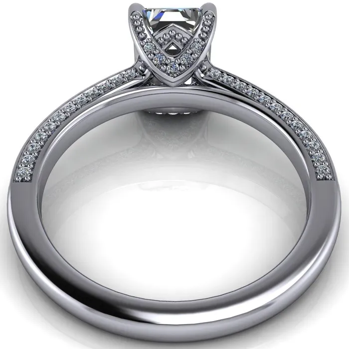 Harmon Emerald Center Stone 4 Prong Diamond Shank Engagement Ring Fire Brilliance Rings