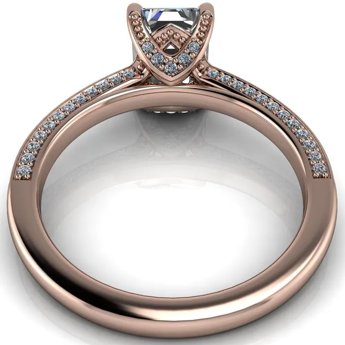 Harmon Emerald Center Stone 4 Prong Diamond Shank Engagement Ring Fire Brilliance Rings