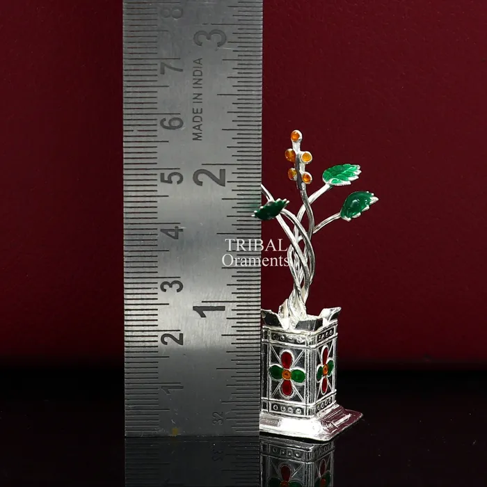 Holy Basil rosary 925 sterling silver handmade mini plant tulsi plant for puja temple article silver tulasi plant pooja article su711 TRIBAL ORNAMENTS Rings