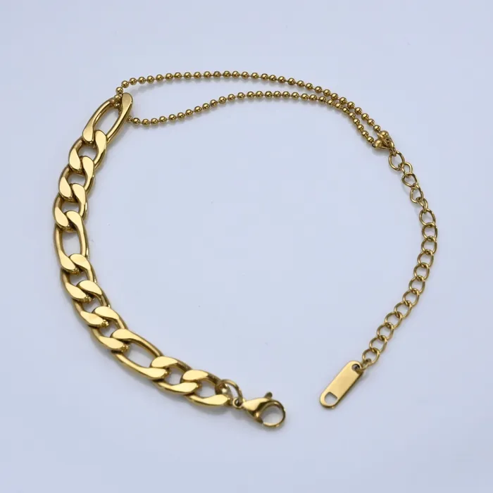 Jewelvers Bracelets 18K GoldFilled Figaro Beaded Bracelet