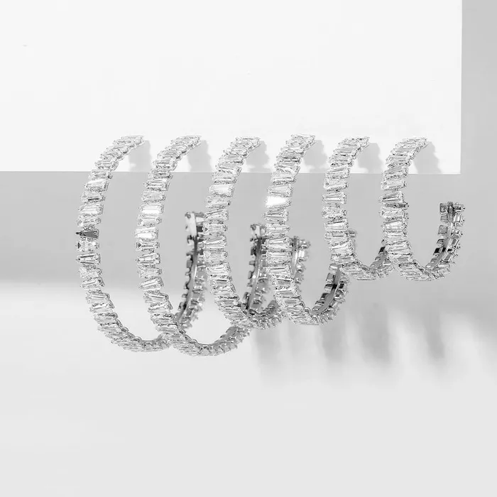 Jewelvers Earrings Zircon Open Hoop Earrings For Women
