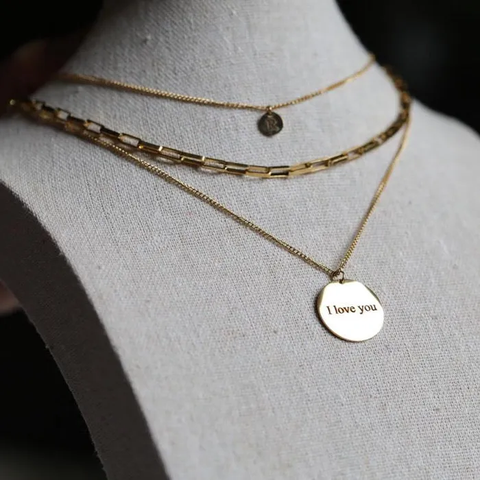 Jewelvers Necklaces Custom Engraved Disc Necklace Jewelvers Necklaces Custom Engraved Disc Necklace