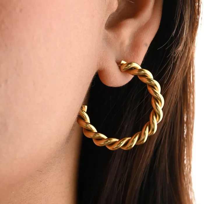 Jewelvers PreStyled Sets 18K GoldFilled Twist Rope Hoops for Women