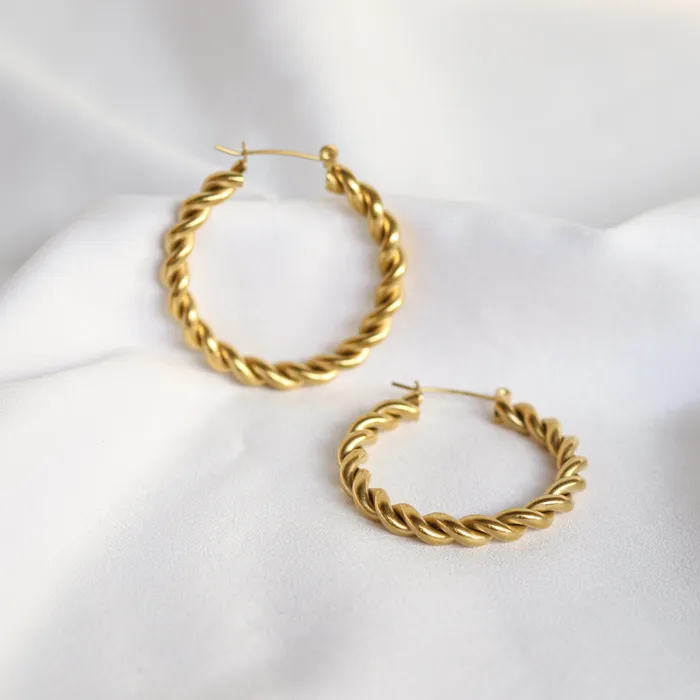 Jewelvers PreStyled Sets 18K GoldFilled Twist Rope Hoops for Women Jewelvers PreStyled Sets 18K GoldFilled Twist Rope Hoops for Women