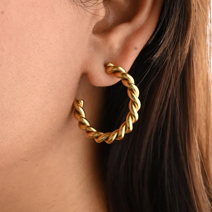 Jewelvers PreStyled Sets 18K GoldFilled Twist Rope Hoops for Women Jewelvers PreStyled Sets 18K GoldFilled Twist Rope Hoops for Women