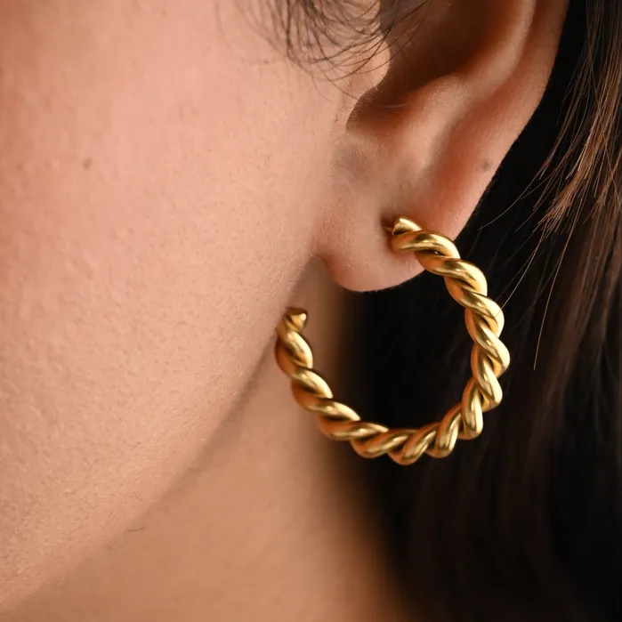 Jewelvers PreStyled Sets 18K GoldFilled Twist Rope Hoops for Women Jewelvers PreStyled Sets 18K GoldFilled Twist Rope Hoops for Women