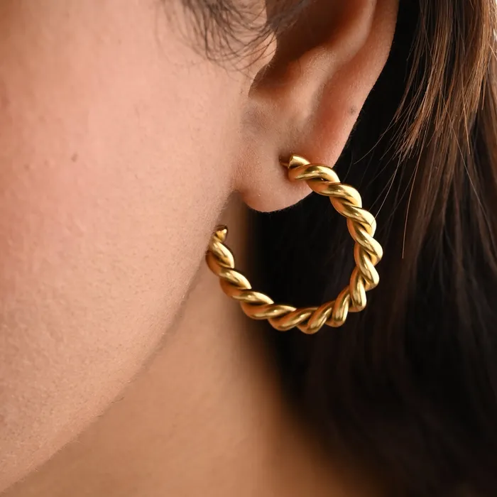 Jewelvers PreStyled Sets 18K GoldFilled Twist Rope Hoops for Women Jewelvers PreStyled Sets 18K GoldFilled Twist Rope Hoops for Women