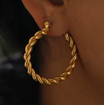 Jewelvers PreStyled Sets 18K GoldFilled Twist Rope Hoops for Women Jewelvers PreStyled Sets 18K GoldFilled Twist Rope Hoops for Women