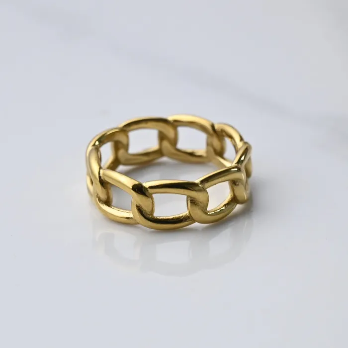 Jewelvers Rings 18k GoldFilled Chunky Cuban Link Chain Ring
