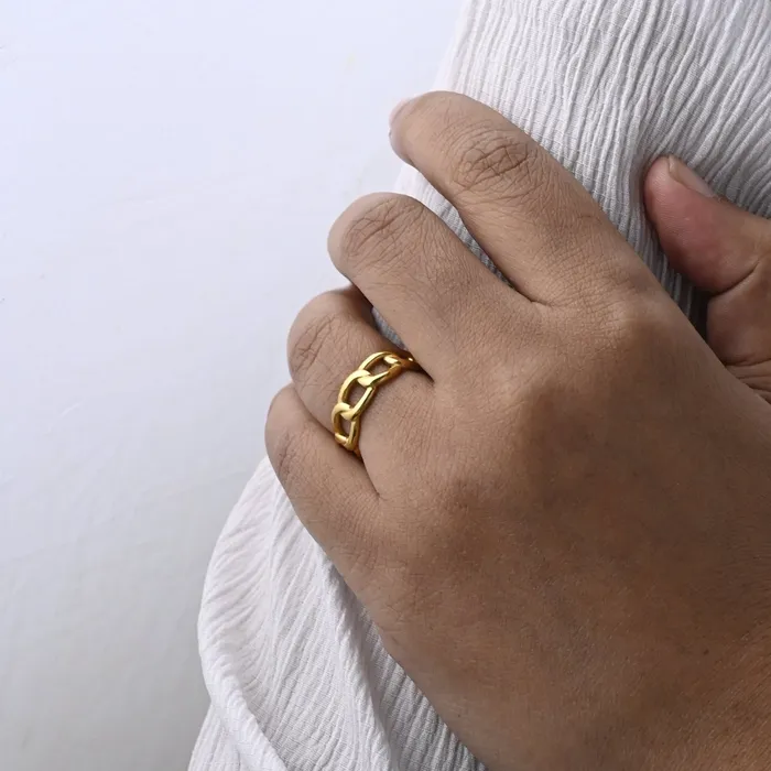 Jewelvers Rings 18k GoldFilled Chunky Cuban Link Chain Ring